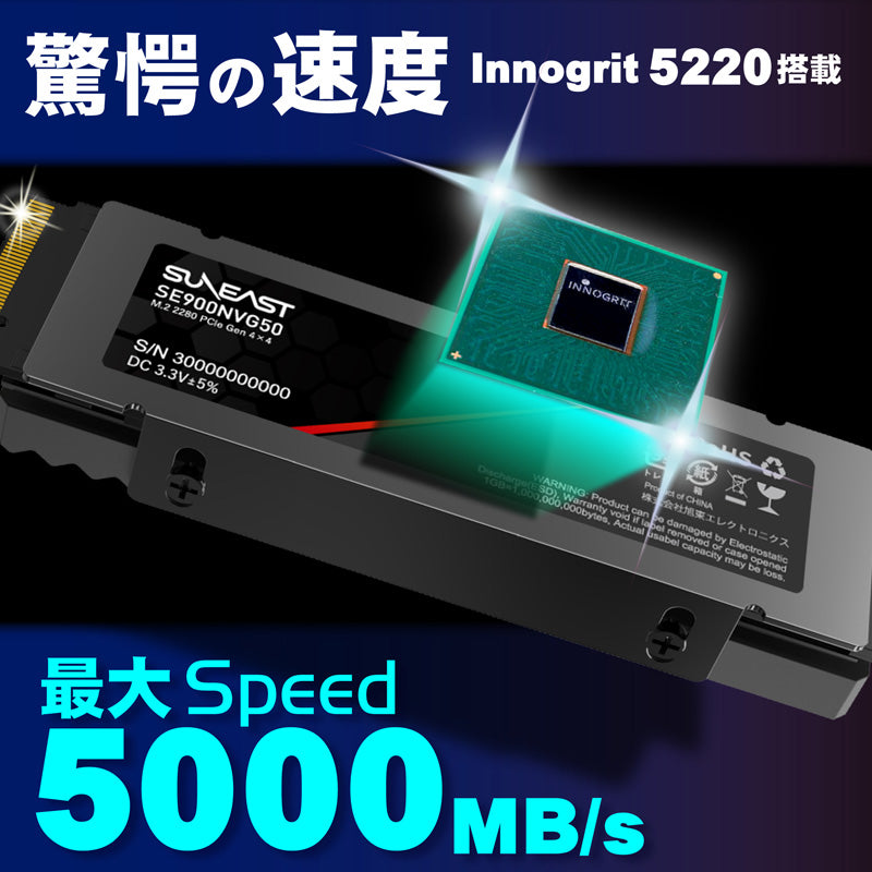 M.2 2280 NVMe SSD Gen 4×4【SE900/50シリーズ】2TB - SUNEAST online store